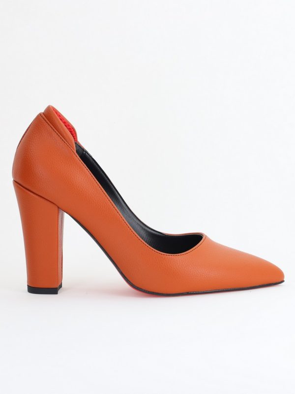 Pantofi pentru Femei cu Toc Gros Piele Ecologică Varf Ascutit culoare Maro - BS980AY2405426 124