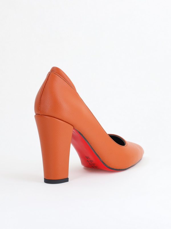 Pantofi pentru Femei cu Toc Gros Piele Ecologică Varf Ascutit culoare Maro - BS980AY2405426 127