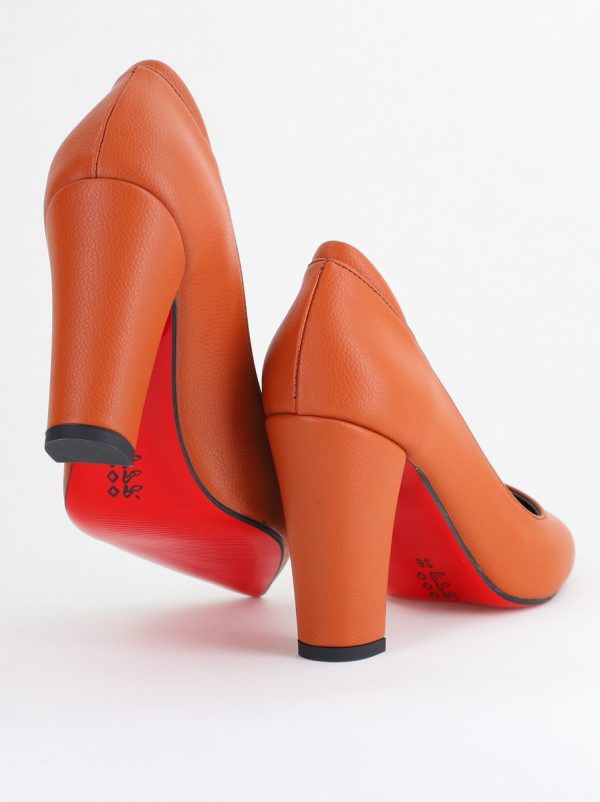 Pantofi pentru Femei cu Toc Gros Piele Ecologică Varf Ascutit culoare Maro - BS980AY2405426 122