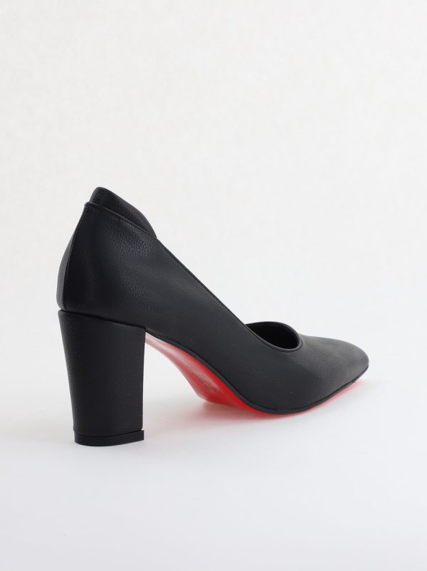 Pantofi pentru Femei cu Toc Gros Piele Ecologică Varf Ascutit culoare Negru - BS980KAY2405515 122