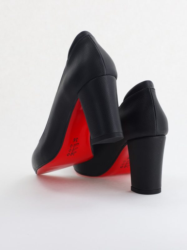 Pantofi pentru Femei cu Toc Gros Piele Ecologică Varf Ascutit culoare Negru - BS980KAY2405515 123
