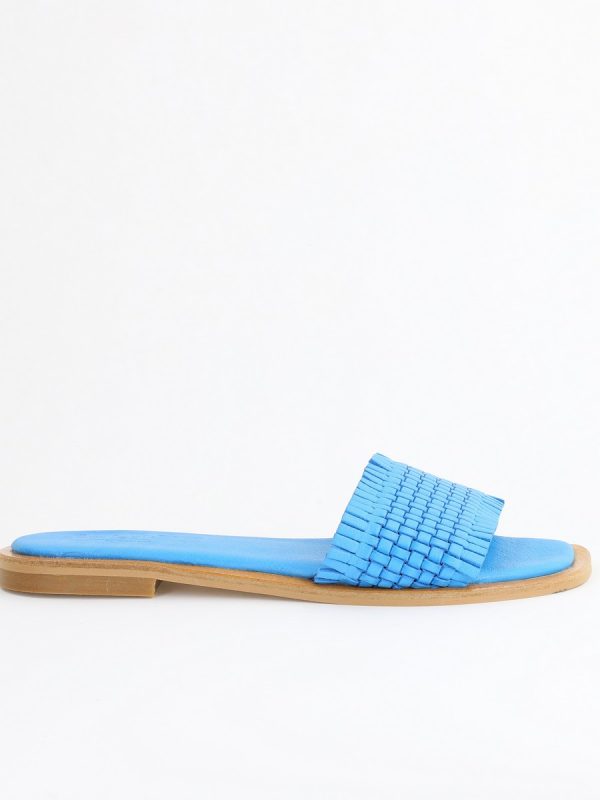 Papuci Damă Fără Toc din Piele Naturală culoare Albastru Nicoletta (BS21TR2405525) 124