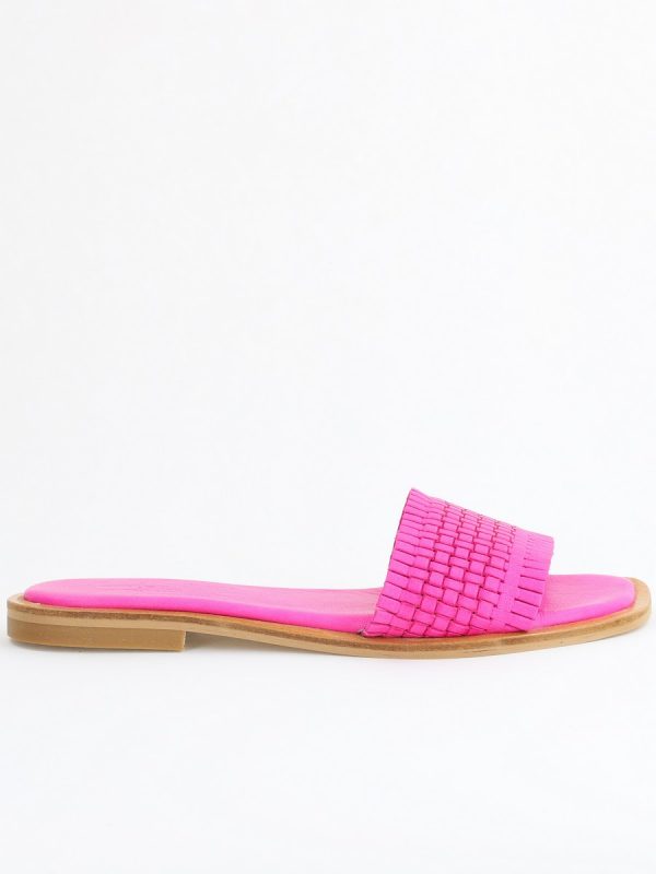 Papuci Damă Fără Toc din Piele Naturală culoare Fuchsia Nicoletta (BS21TR2405528) 124
