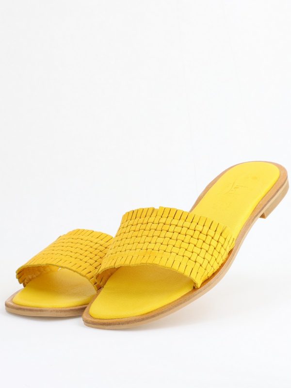 Papuci Damă Fără Toc din Piele Naturală culoare Galben Nicoletta (BS21TR2405529) 120