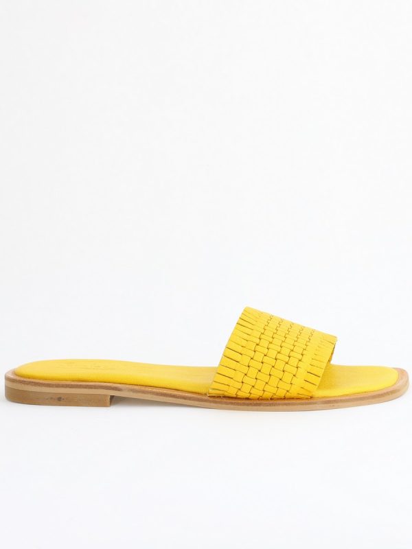 Papuci Damă Fără Toc din Piele Naturală culoare Galben Nicoletta (BS21TR2405529) 124