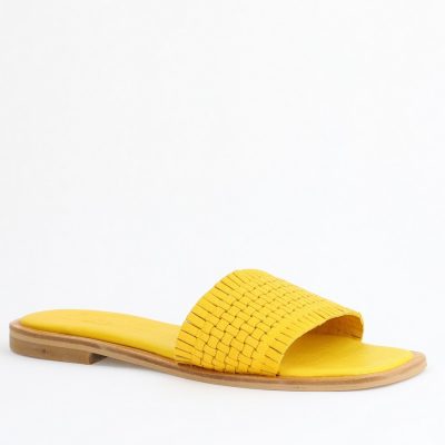 Papuci Damă Fără Toc din Piele Naturală culoare Galben Nicoletta (BS21TR2405529)