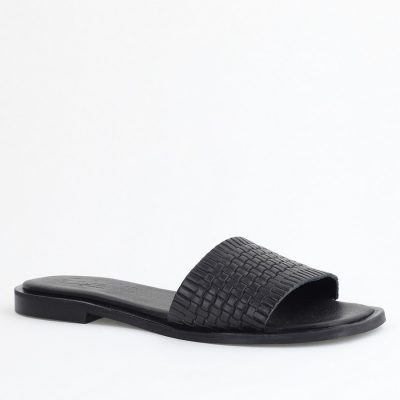 Papuci Damă Fără Toc din Piele Naturală culoare Negru Nicoletta (BS21TR2405533)