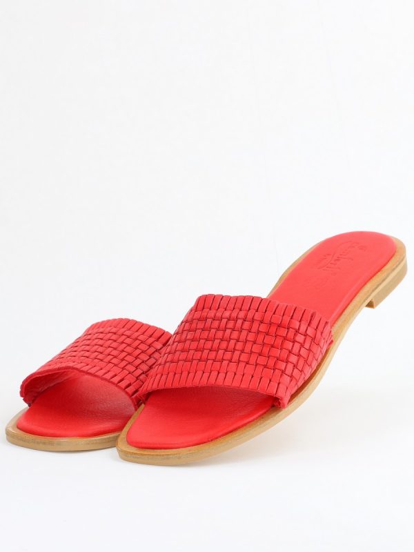 Papuci Damă Fără Toc din Piele Naturală culoare Roșu Nicoletta (BS21TR2405530) 120