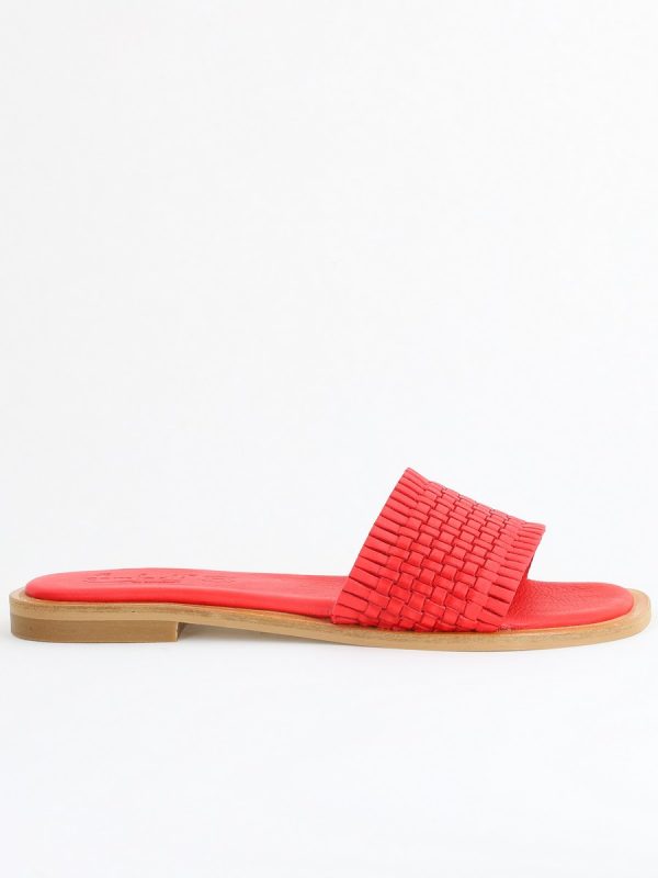 Papuci Damă Fără Toc din Piele Naturală culoare Roșu Nicoletta (BS21TR2405530) 124