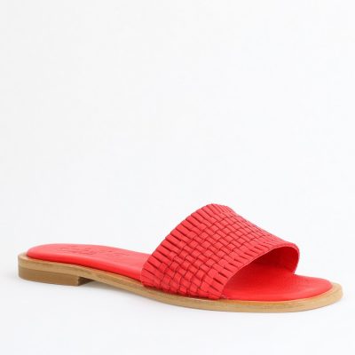 Papuci Damă Fără Toc din Piele Naturală culoare Roșu Nicoletta (BS21TR2405530)
