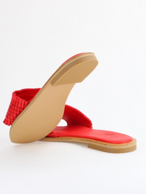 Papuci Damă Fără Toc din Piele Naturală culoare Roșu Nicoletta (BS21TR2405530) 122