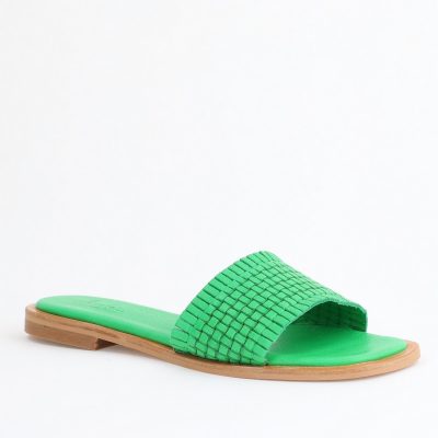 Papuci Damă Fără Toc din Piele Naturală culoare Verde Nicoletta (BS21TR2405531)