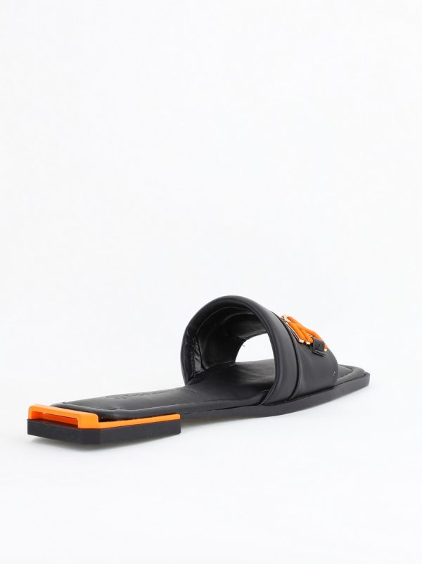 Saboți fără toc Piele Ecologica Negru cu portocaliu (BS1022TR2403955) 122