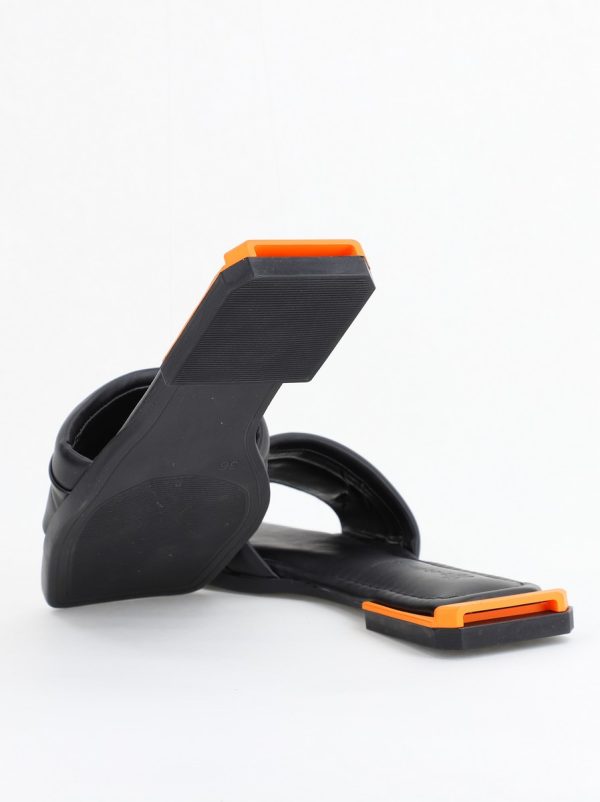 Saboți fără toc Piele Ecologica Negru cu portocaliu (BS1022TR2403955) 123