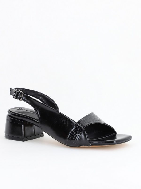 Incaltaminte Dama - Sandale Casual cu Toc Mic Piele Ecologică Negru (BS104SN2404213)