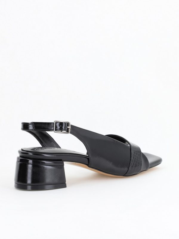 Sandale Casual cu Toc Mic Piele Ecologică Negru (BS104SN2404213) 126