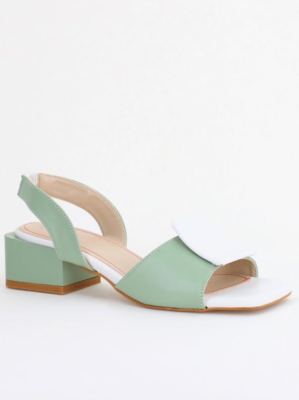 Incaltaminte Dama - Sandale Dama cu Toc jos Piele Ecologica culoare Verde cu alb BS352SN2405499