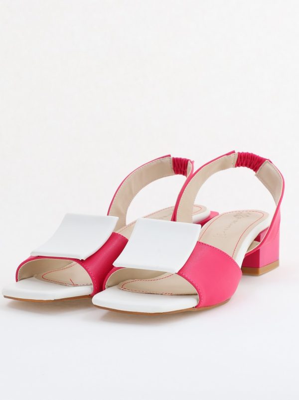 Sandale Dama cu Toc jos Piele Ecologica culoare Fuchsia cu alb BS352SN2405497 120