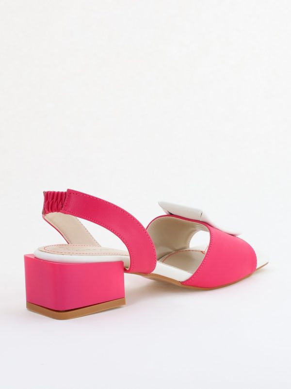 Sandale Dama cu Toc jos Piele Ecologica culoare Fuchsia cu alb BS352SN2405497 127