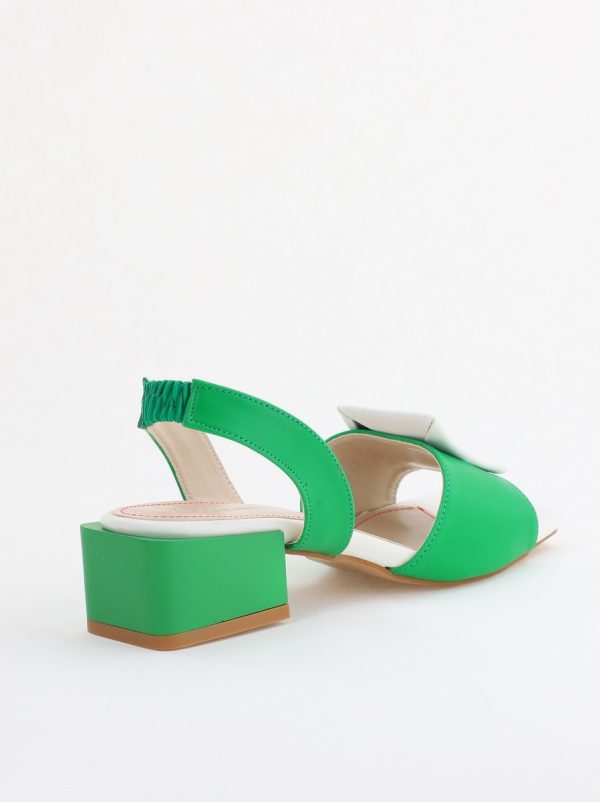 Sandale Dama cu Toc jos Piele Ecologica culoare Verde cu alb BS352SN2405502 127