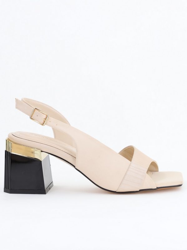Sandale Damă cu Toc Vârf Drept Piele Ecologică culoare Bej (BS401SN2404228) 121
