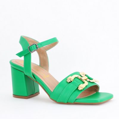 Sandale Damă cu Toc Vârf Drept Piele Ecologică Verde (BS3020TR2404231)
