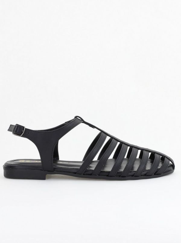 Sandale fără Toc din Piele Ecologică Negru (BS01SN2405278) 122