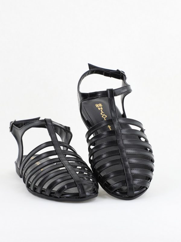 Sandale fără Toc din Piele Ecologică Negru lucios (BS01SN2405280) 120