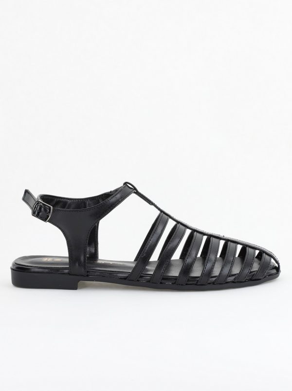 Sandale fără Toc din Piele Ecologică Negru lucios (BS01SN2405280) 121
