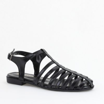 Sandale fără Toc din Piele Ecologică Negru lucios (BS01SN2405280)