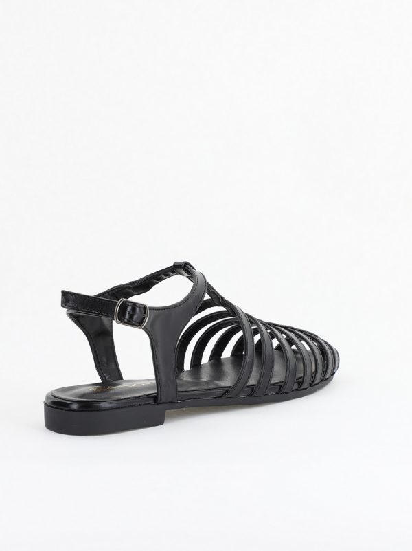 Sandale fără Toc din Piele Ecologică Negru lucios (BS01SN2405280) 123