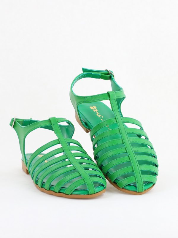 Sandale fără Toc din Piele Ecologică Verde (BS01SN2405281) 120
