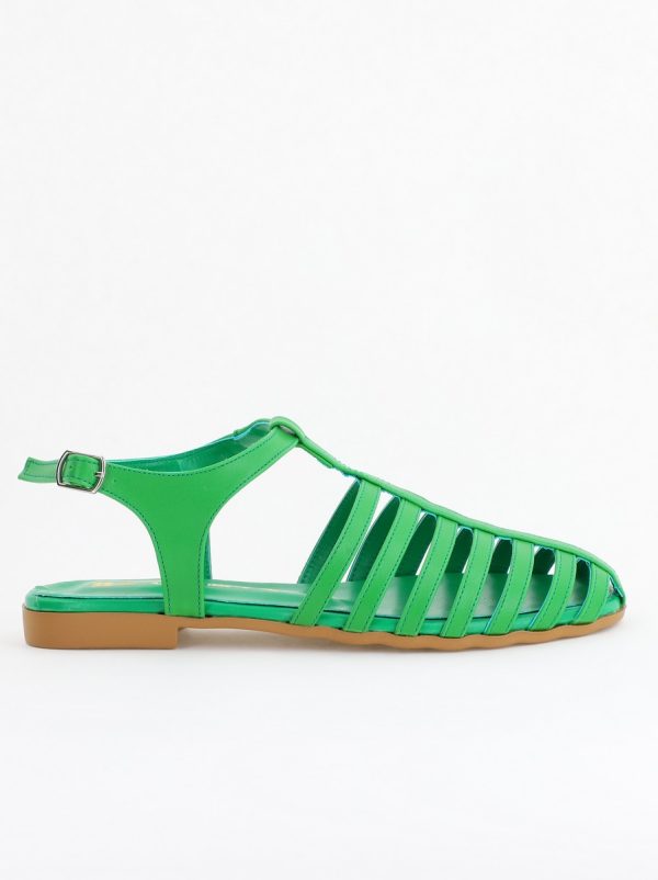 Sandale fără Toc din Piele Ecologică Verde (BS01SN2405281) 122