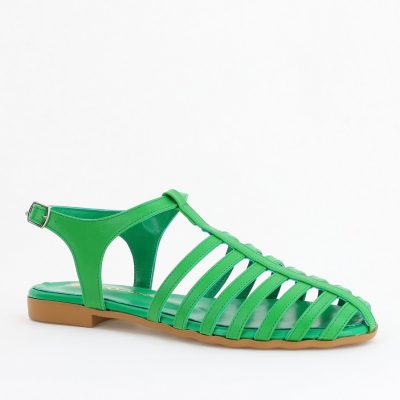 Sandale fără Toc din Piele Ecologică Verde (BS01SN2405281)