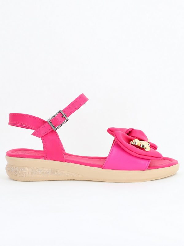 Sandale pentru femei cu fundiță din piele ecologică, culoarea Fuchsia (BS410SN2404251) 122