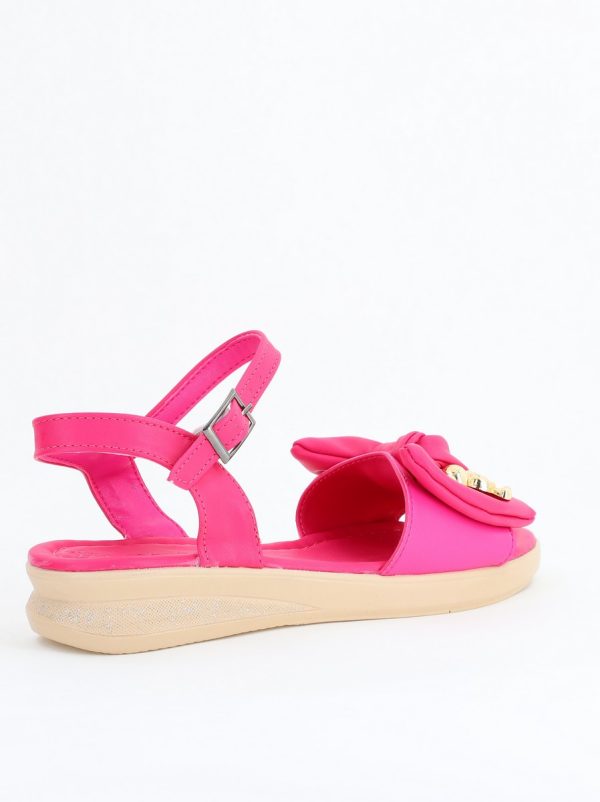 Sandale pentru femei cu fundiță din piele ecologică, culoarea Fuchsia (BS410SN2404251) 126