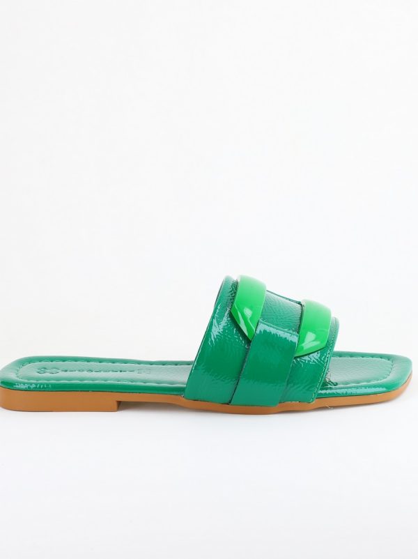 Saboti Dama Piele Ecologica cu ornamente Verde lucios BS208TR2403882 122