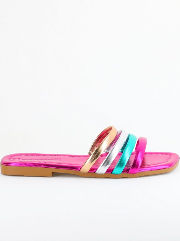 Papuci dama fuchsia metalic din piele ecologică 122
