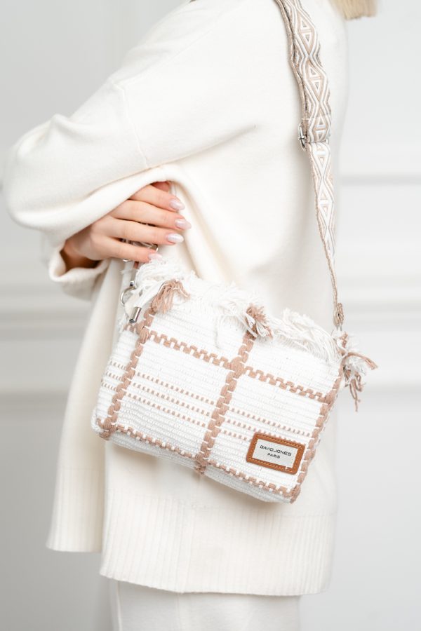 Poșetă Damă Crossbody Alb Material Textil David Jones 119