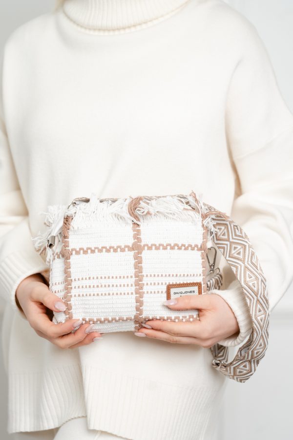Poșetă Damă Crossbody Alb Material Textil David Jones 121