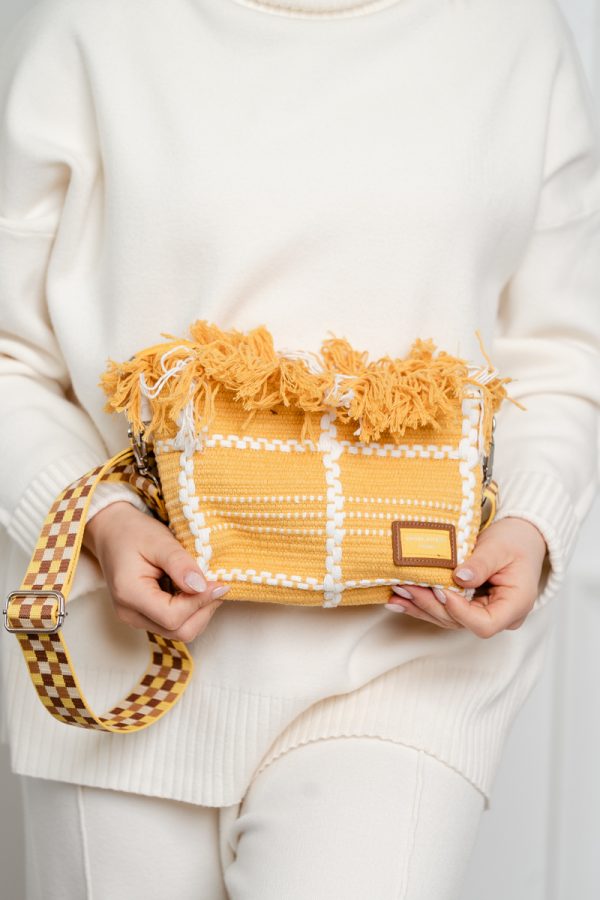 Poșeta Damă Crossbody Galben Material Textil David Jones 121