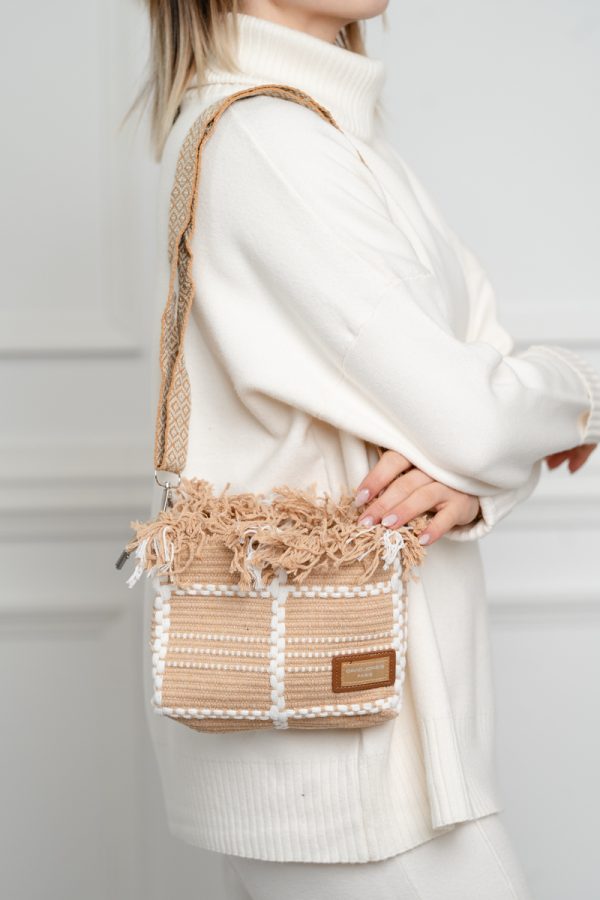 Poșeta Damă Crossbody Bej Material Textil David Jones 119