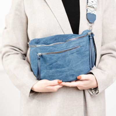 Borsetă damă crossbody albastru închis material denim