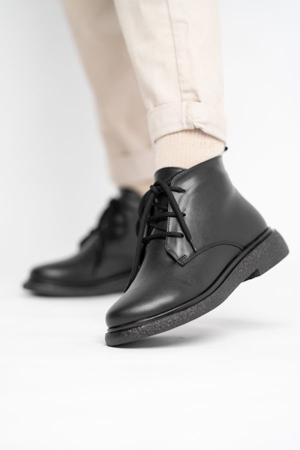 Ghete Damă cu șireturi Piele Ecologică Negru Mat (BS1137BT2409823) 119