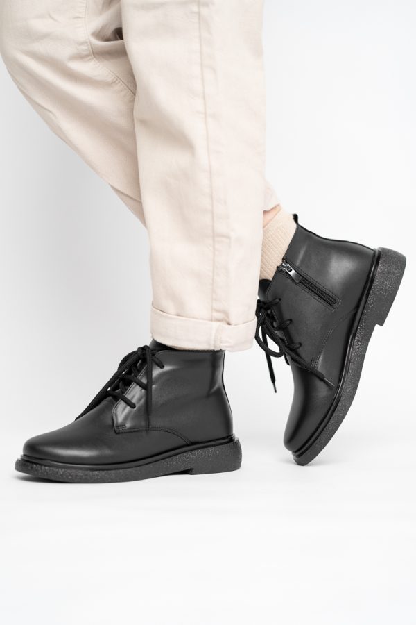 Ghete Damă cu șireturi Piele Ecologică Negru Mat (BS1137BT2409823) 121