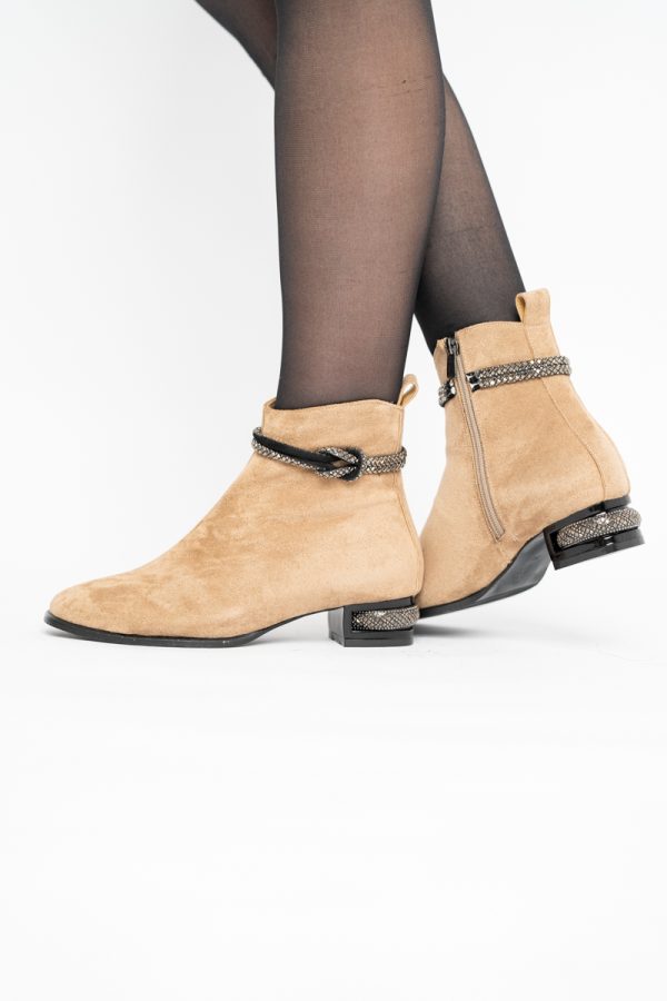 Botine damă din piele ecologică intoarsă culoare Taupe (BS160BT2410036) 123