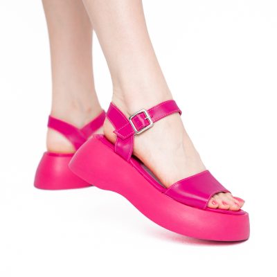 Sandale Damă cu talpă groasă piele ecologică fuchsia (BS801SN2405436)