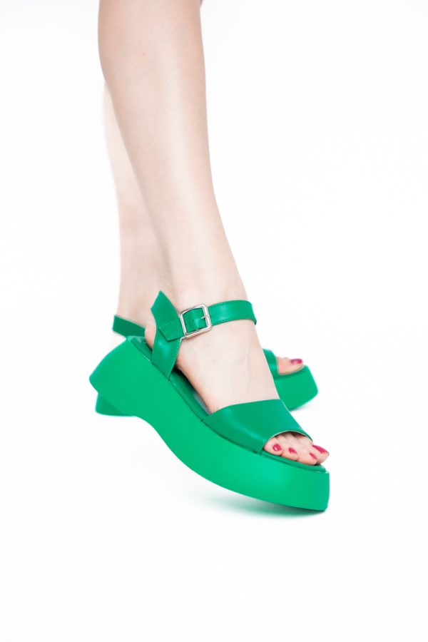 Sandale Damă cu talpă groasă piele ecologică Verde (BS801SN2405438) 119