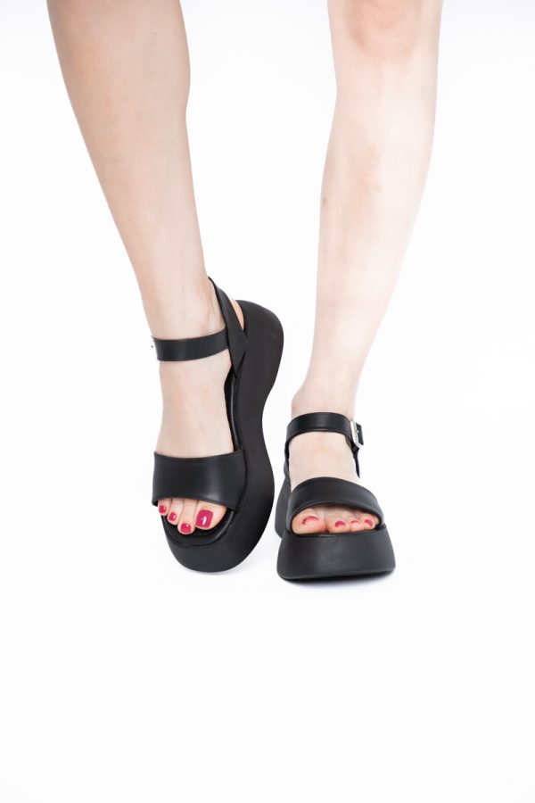 Sandale Damă cu talpă groasă piele ecologică Negru (BS801SN2405440) 123