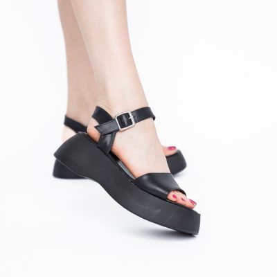 Sandale Damă cu talpă groasă piele ecologică Negru (BS801SN2405440)